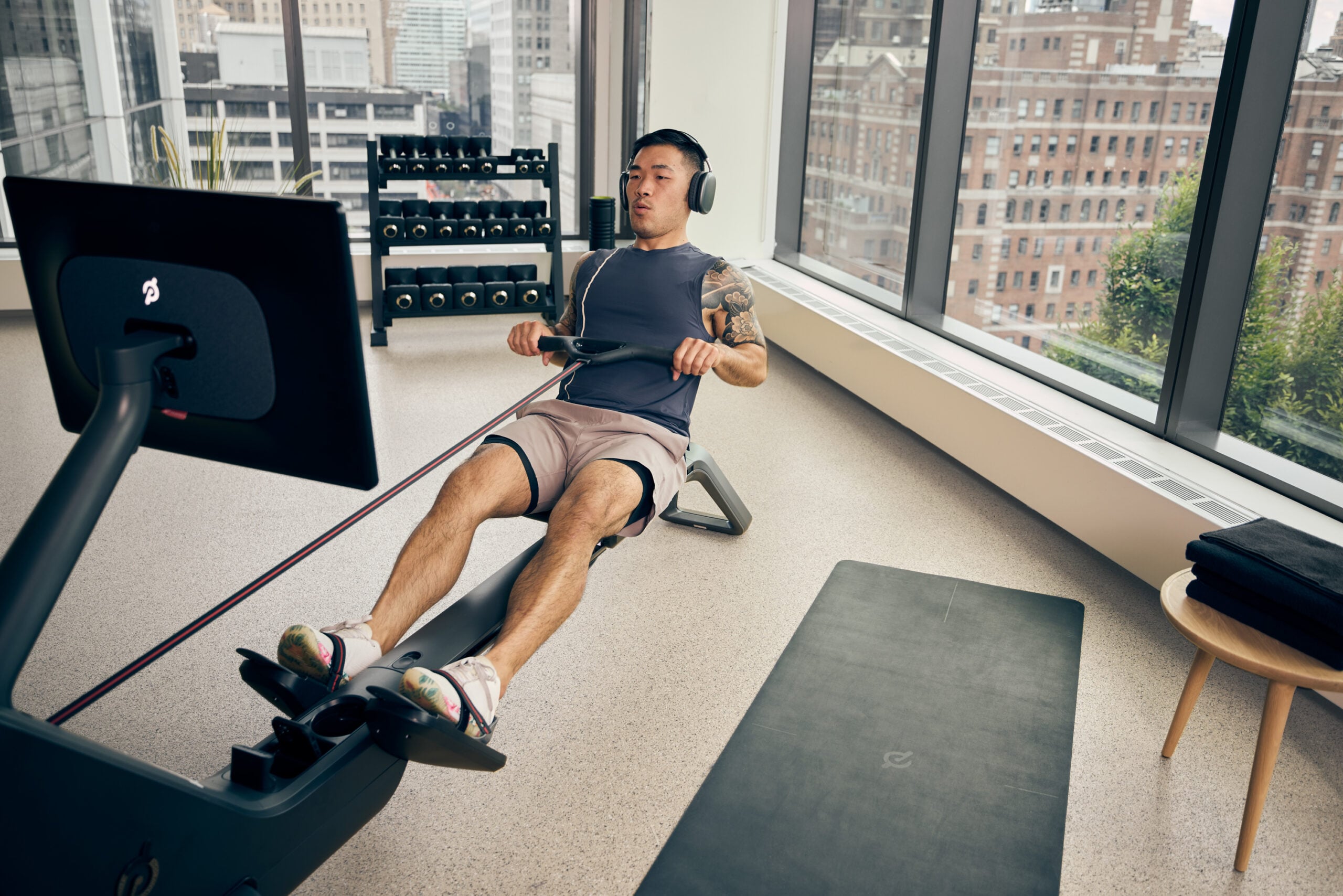Custom gym with rowing equipment